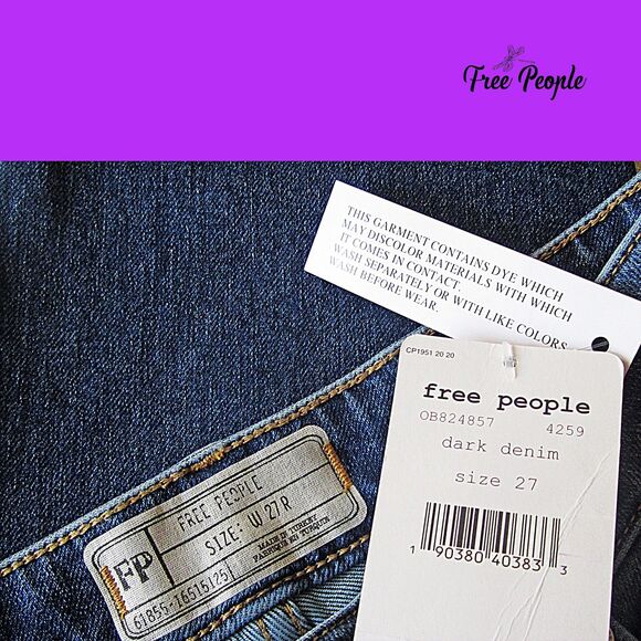 FREE PEOPLE NEW Bohemian Chic RITA Crop Flare Jean 27 - Picture 5 of 12